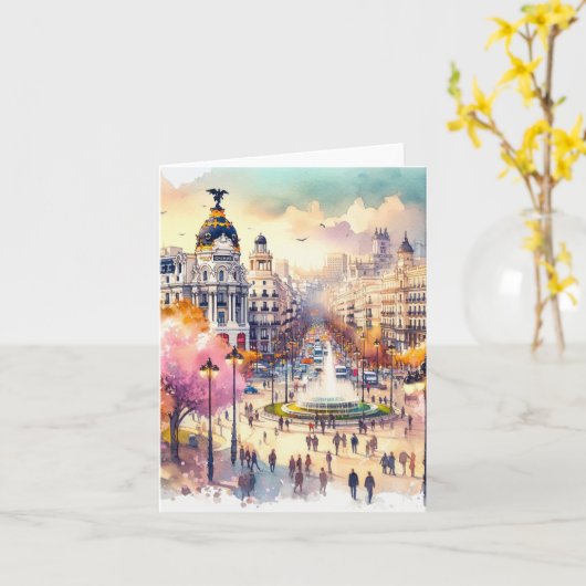 Madrid Spanien Wasserfarbe Karte (Gelbe Blume)