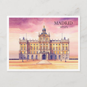 Madrid Spanien Wasserfarbener Stadtrand Postkarte