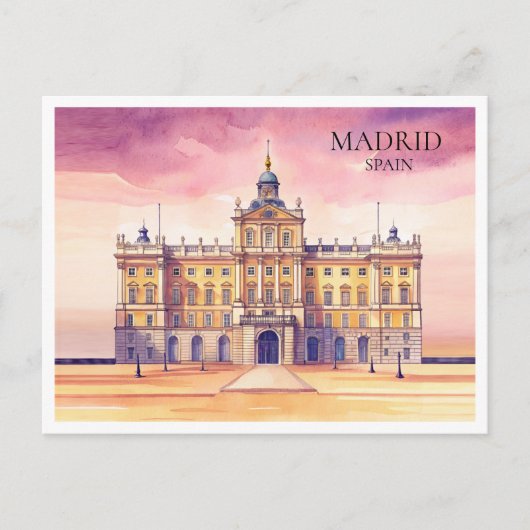 Madrid Spanien Wasserfarbener Stadtrand Postkarte (Vorderseite)