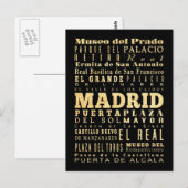 Madrid Stadt Spanien Typografie Kunst Postkarte (Vorne/Hinten)