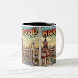 Madrid Stadt Spanien Vintage-Reiseandenken, Gesche Zweifarbige Tasse