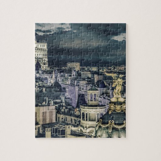 Madrid-Stadtbild-Nachtszenen-Luftaufnahme Puzzle (Vertikal)