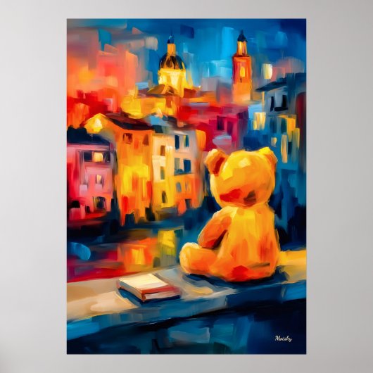 Madrid Teddy Sunset Plaza Skyline Print Poster (Vorne)
