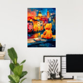 Madrid Teddy Sunset Plaza Skyline Print Poster (Heimbüro)