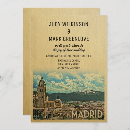 Madrid Wedding Einladung Spanien (Vorne/Hinten)