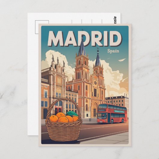 Madrider Busspain Vintage Reise Souvenirs, Geschen Postkarte (Vorne/Hinten)