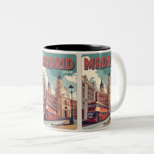 Madrider Busspain Vintage Reise Souvenirs, Geschen Zweifarbige Tasse