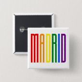 Madrider LGBT Rainbow Flag Typografy Gay Pride Button (Vorne & Hinten)