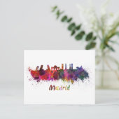 Madrider Skyline in Aquarell Postkarte (Stehend Vorderseite)