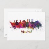 Madrider Skyline in Aquarell Postkarte (Vorne/Hinten)