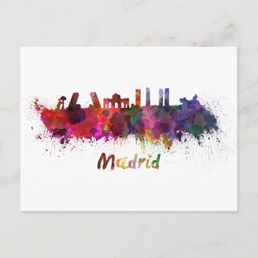 Madrider Skyline in Aquarell Postkarte (Vorderseite)