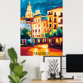 Madrider Stadtbild Ikonisch im Abstrakten fauvisti Poster (Heimbüro)