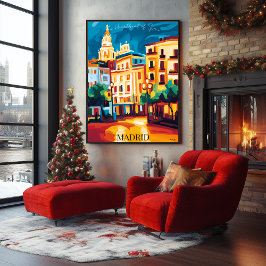 Madrider Stadtbild Ikonisch im Abstrakten fauvisti Poster