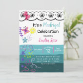 Madrigal Celebration Geburtstag Einladung (Stehend Vorderseite)