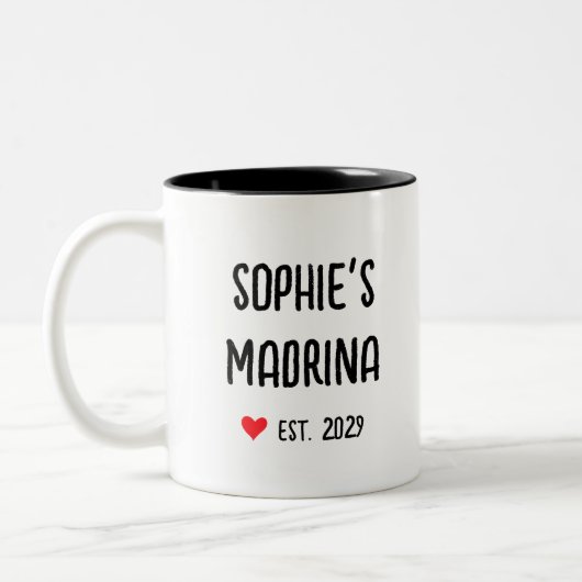 Madrina-Vorschlag auf Spanisch Zweifarbige Tasse (Links)