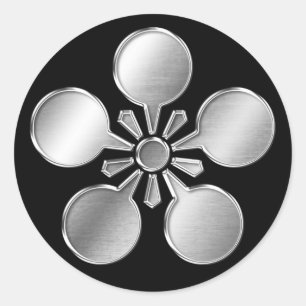 Maeda Clan Kamon Silver Chrome Runder Aufkleber