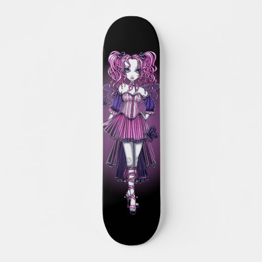 "Maegan" Gothic Pink Couture Fairy Skateboard (Vorne)