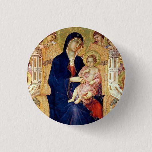 Maestà, Detail Madonna und Kind auf Thron Button (Vorderseite)