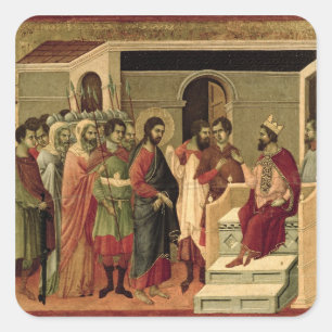 Maesta: Jesus vor Herod, 1308-11 Quadratischer Aufkleber