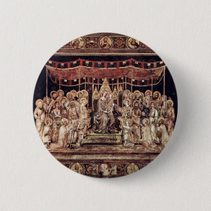 Maestà Madonna als Schutzpatronin auf dem Thron Button