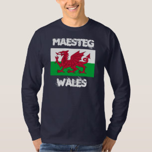Maesteg, Wales mit walisischer Flagge T-Shirt