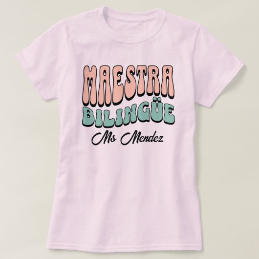 Maestra Bilingüe Individuelle Name Spanischer Lehr T-Shirt (Design vorne)