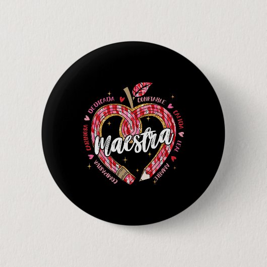 Maestra Bleistift Spanischlehrer Zweisprachig Vale Button (Vorderseite)