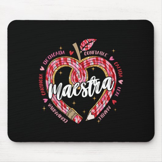 Maestra Bleistift Spanischlehrer Zweisprachiger Va Mousepad (Vorne)