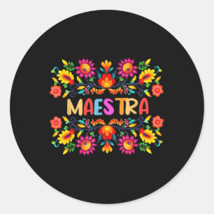 Maestra Cinco De Mayo Spanischer mexikanischer Leh Runder Aufkleber
