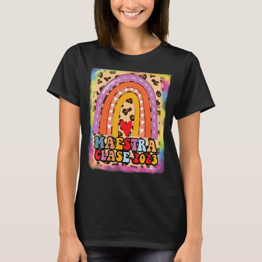Maestra Clase 2023 Spanischer Lehrer Boho Rainbow T-Shirt (Vorderseite)