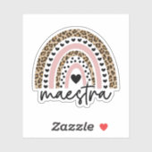 Maestra Rainbow, Geschenk des spanischen Lehrers Aufkleber (Blatt)