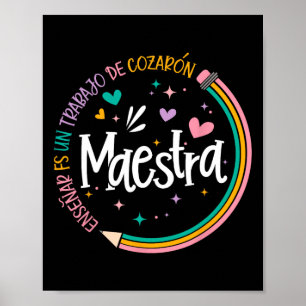 Maestra Spanischlehrer Zurück zur Schule Erster Sc Poster