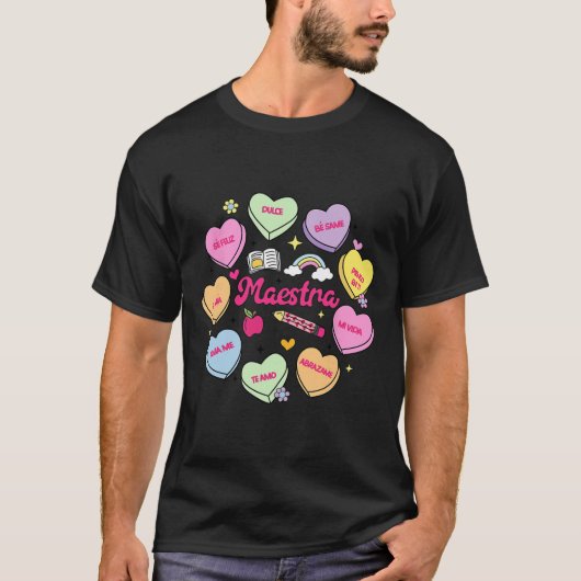 Maestra Valentine's Day Spanish Teacher Conversati T-Shirt (Vorderseite)