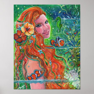 Maev Meerjungfrau Clownfisch Kunst von Renee Lavoi Poster