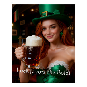 Maeve im Smaragd-Korsett Irish Pub St. Patrick's D Poster