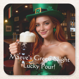 Maeve in Emerald Corset Irish Pub St Patrick's Day Rechteckiger Pappuntersetzer