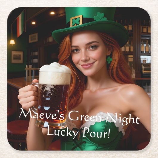 Maeve in Emerald Corset Irish Pub St Patrick's Day Rechteckiger Pappuntersetzer (Vorderseite)