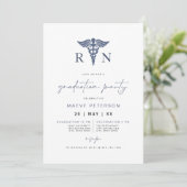 MAEVE Navy Blue Medical RN Nurse Abschluss Einladung (Stehend Vorderseite)