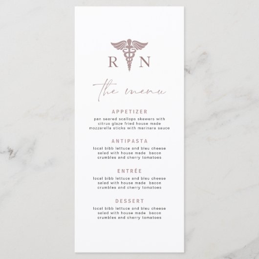 MAEVE Rose Gold RN Party Menu Card Menükarte (Vorderseite)