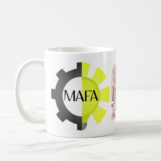 MAFA Logo- und Wortwolken-Tasse Kaffeetasse (Links)