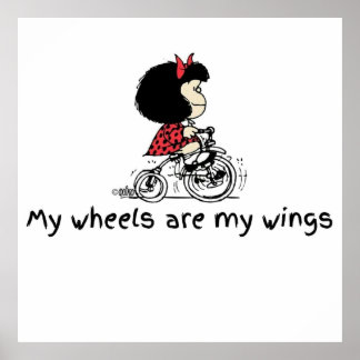 Mafalda mit dem Fahrrad Poster