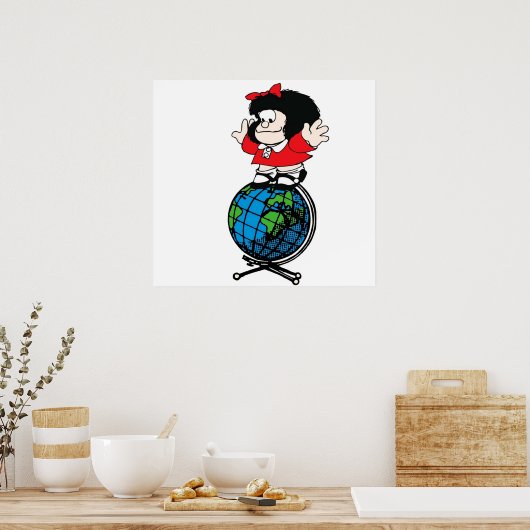 Mafalda über der Welt Poster (Küche)
