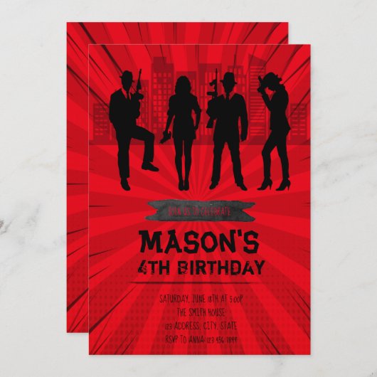 Mafia-Party Einladung (Vorne/Hinten)