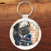 Mafioso Pugsy Beigel von Mudge Studios Schlüsselanhänger (Vorderseite)