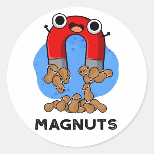 Mag-Nüsse Funny Magnet Pun Runder Aufkleber (Vorderseite)