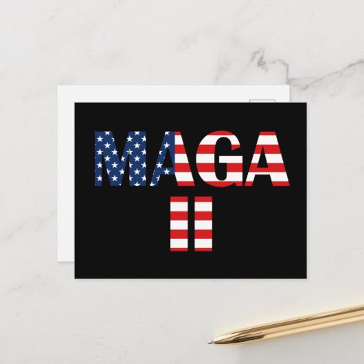 MAGA 2, amerikanische Flagge Postkarte (Vorderseite/Rückseite Beispiel)