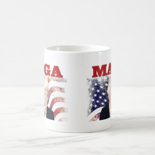 MAGA American Flag Trump roter Text Kaffeetasse (Mittel)