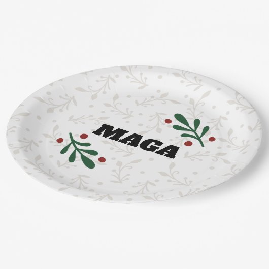 MAGA Christmas Round Trump Party Teller (Schrägansicht)