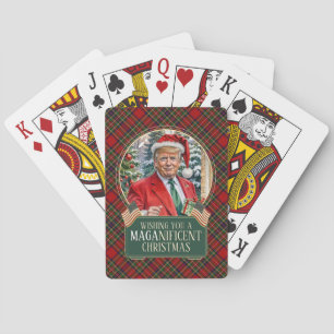 MAGA Christmas Tartan Kariert Santa Trump Rectangl Spielkarten