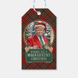 MAGA Christmas Tartan Kariert Trump - Geschenkmark Geschenkanhänger